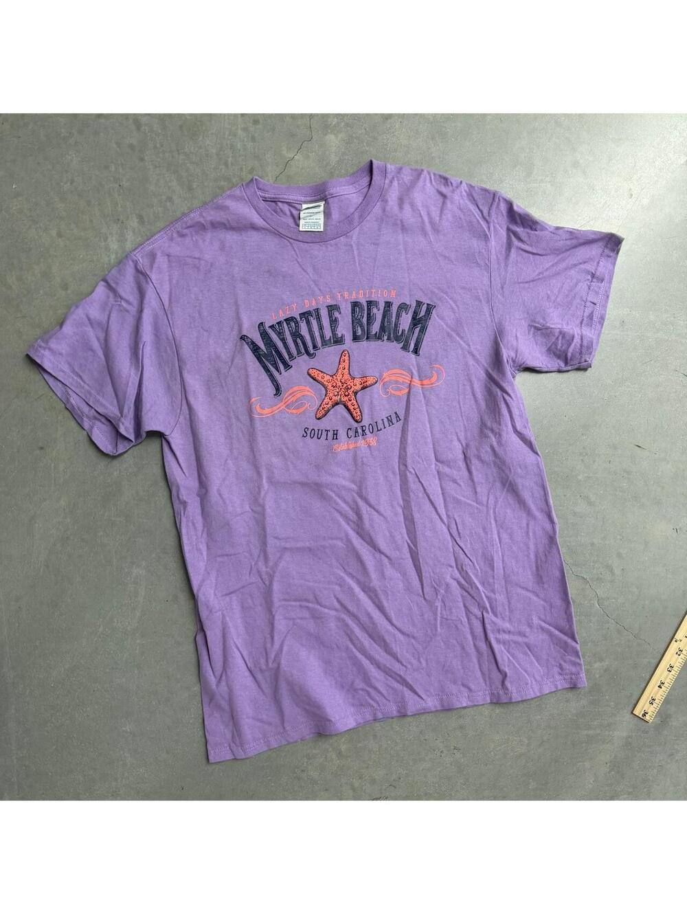 2000s Men's Myrtle Beach South Carolina Purple Graphic Tee Size Large